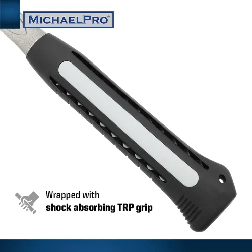 Vista 4 de MichaelPro Martillo de garra de 20 onzas, martillo curvado sólido de acero resistente de una pieza, diseño de mango que absorbe los golpes, agarre
