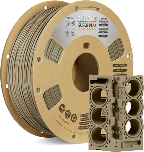 Vista 53 de OVERTURE Filamento Super PLA+ de 0.069 pulgadas, dureza mejorada PLA Plus, filamento de impresora 3D de dureza profesional de 2.2 libras, alta