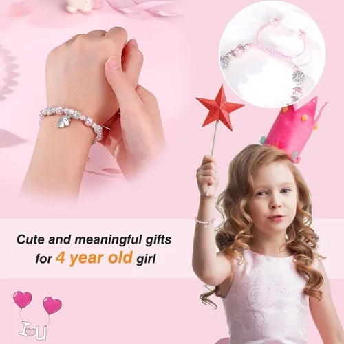 Vista 2 de ORISPRE Pulsera de unicornio para niña de 4 a 8 años de edad, regalo de cumpleaños para hijanietasobrina