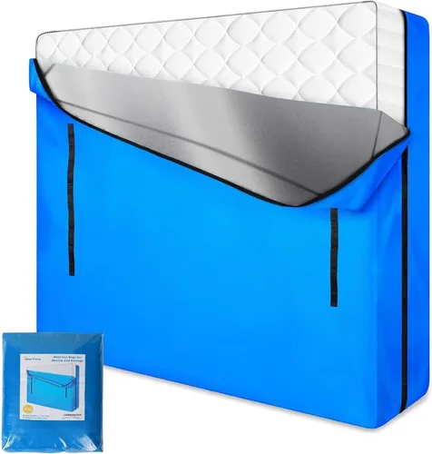 Vista 9 de Bolsa de colchón MorTime para mudanza y almacenamiento, bolsa de almacenamiento de colchón con cremallera y 8 asas de transporte resistentes