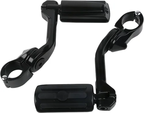 Vista 52 de Green-L Estriberas universales para motocicleta de 1 1/4 pulgadas con abrazadera en ángulo largo para Harley Touring Road King Street Glide Electra