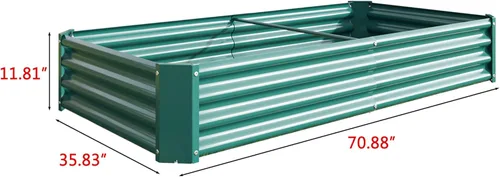 Vista 6 de FOUBAM Cama de jardín elevada galvanizada para verduras, kit elevado de jardín al aire libre, macetas elevadas para flores, hierbas, frutas, maceta
