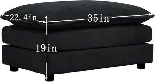 Vista 2 de Sofá modular, sofá seccional, sofá reversible en forma de U con otomanas dobles, sofá seccional grande para sala de estar, color negro