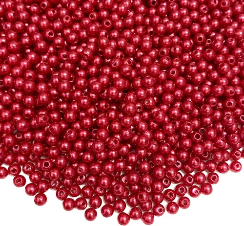 Vista 11 de 2000 cuentas de perlas redondas sueltas de 0.157 pulgadas con agujero para manualidades, pulseras, collares, suministros de fabricación de joyas