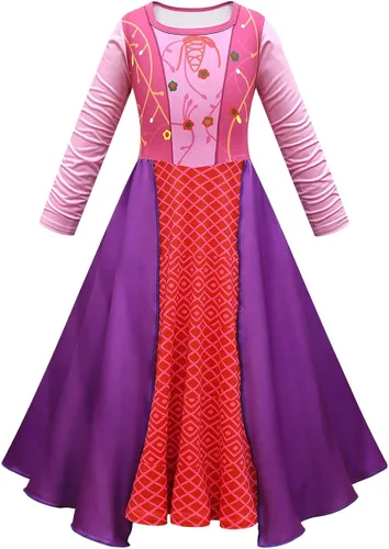 Vista 3 de IBTOM CASTLE Mary Sarah Winifred Sanderson - Vestido de hermana para mujer, disfraz de Halloween con capa