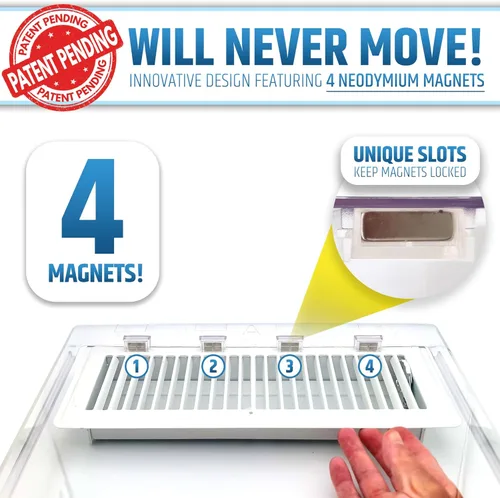 Vista 5 de Potente extensor de ventilación magnético para piso debajo de los muebles, resistente y duradero, imanes de neodimio superfuertes (diseño mejorado)