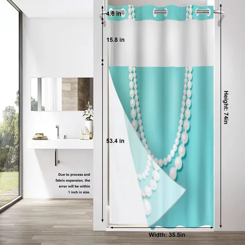 Vista 116 de Shrahala Father and Child Embracing No Hooks Shower Curtain with Snap in Liner Set, Tender Moment Captured Bathroom Décor Polyester Fiber Waterproof