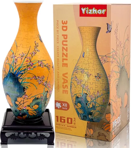Vista 14 de Rompecabezas 3D para adultos, jarrón de rompecabezas para flores, florero de rompecabezas 3D de 160 piezas, manualidades para adultos, único