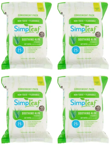 Vista 3 de Simpleaf Toallitas húmedas desechables de aloe vera, ecológicas, sin parabenos ni alcohol, hipoalergénicas y seguras para pieles sensibles, fórmula