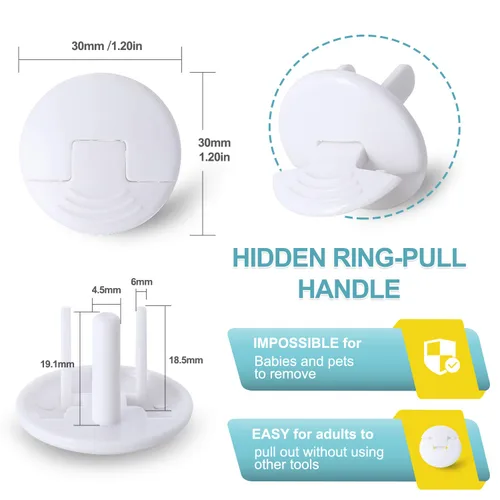 Vista 5 de PRObebi Fundas de salida a prueba de bebés, paquete de 52 unidades, fundas para enchufes eléctricos, enchufes de salida a prueba de bebés para casa