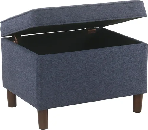 Vista 123 de Spatial Order Decoración del hogar Otomana tapizada mediana rectangular de almacenamiento Otomana con tapa con bisagras con almacenamiento