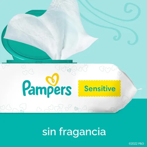 Vista 6 de Toallitas húmedas Pampers Baby Wipes Sensitive, 1 caja de apertura superior, 56 unidades.