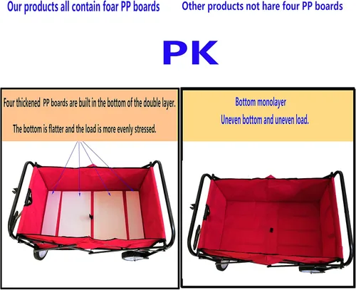 Vista 6 de Carro plegable plegable, carrito de alta resistencia con ruedas para comestibles, carrito de comestibles utilitario para camping, compras, deportes