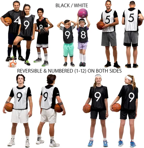 Vista 2 de LVL10 Pro Sports Pinnies - Reversible Numbered Pinnies with Premium Fabric, Comfortable Fit and Fade-Resistant Print - 6 Pack
