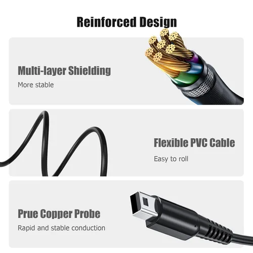 Vista 2 de Ancable Cable de carga USB 3DS, paquete de 3 cables de carga USB de repuesto para Nintendo New 3DS XL, New 3DS, 3DS XL, 3DS, New 2DS XL, New 2DS