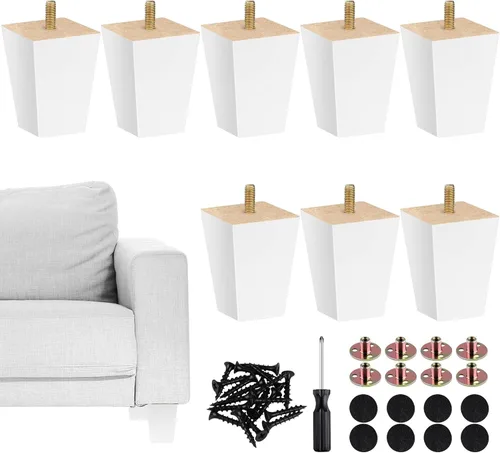 Vista 9 de TURSTIN Juego de 8 patas cuadradas de madera maciza de 3 pulgadas para sofá, patas de repuesto para sofá, patas de muebles de mediados de siglo