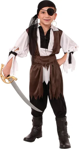 Disfraz infantil de pirata del Caribe, grande, S, Multicolor