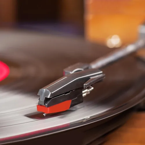 Vista 7 de Paquete de 2 agujas para tocadiscos, repuesto rojo para tocadiscos Crosley, Victrola, vinilo, fonógrafo ION