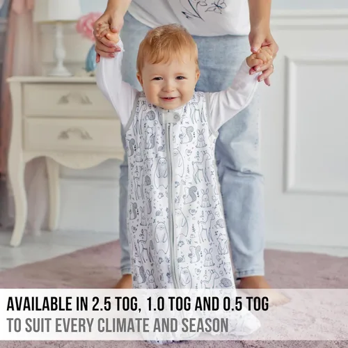 Vista 76 de Mama Cheetah Saco de dormir para bebé de 0.5 TOG, Manta portátil de algodón orgánico para bebé con cremallera bidireccional, Saco de dormir