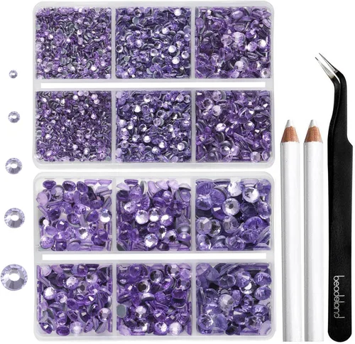 Vista 31 de 6736 piezas de diamantes de imitación termoadhesivos con parte trasera plana, diamantes de imitación AB transparentes para manualidades y ropa, 5