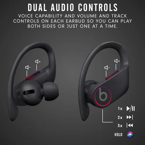 Vista 3 de Beats Auriculares inalámbricos Powerbeats Pro - Chip de auriculares Apple H1, Bluetooth de clase 1, 9 horas de tiempo de escucha, auriculares Negro