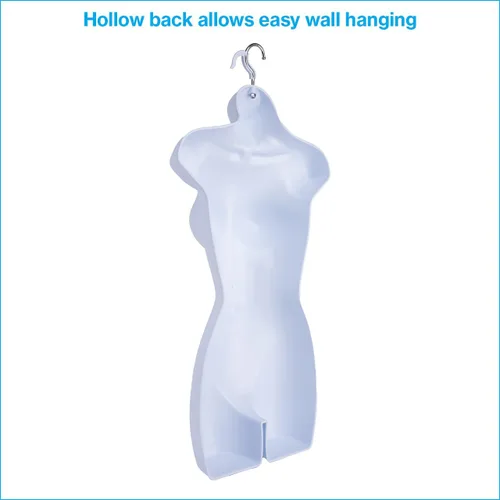Vista 2 de SSWBasics Torso de maniquí femenino, se adapta a las tallas 5 a 10 de mujer, moldeado, inastillable y blanco