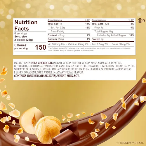 Vista 2 de Ferrero Rocher - Caja de regalo gourmet de chocolate con leche con avellana, 16 unidades envueltas individualmente, 7 onzas