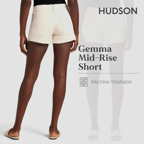 Vista 3 de HUDSON Pantalón corto de mezclilla con bolsillo de parche de tiro medio