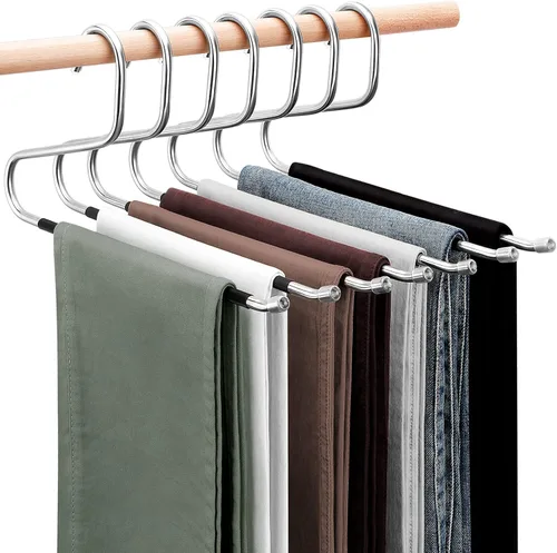 Vista 8 de DOIOWN - Perchas de extremo abierto para jeans - 10 perchas de jeans de acero inoxidable de 8 mm de grosor, perchas versátiles antideslizantes