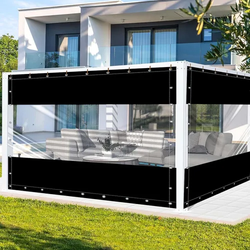 Vista 11 de FoundGo - Cortinas de vinilo de 8'H x 7'W para patio de 19oz, cercado de vinilo transparente para exteriores, lona resistente transparente