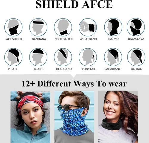 Vista 5 de JSPA Neck Gaiter Earloop Ice Silk Cooling Sports Face Scarf Balaclava Bandana Headwear for Dust Outdoors