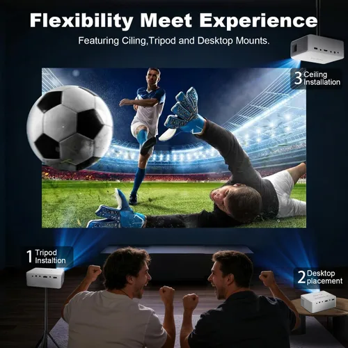 Vista 6 de Mini proyector portátil, proyector de película Full HD 1080P 4K, proyector pequeño portátil para cine en casa/dormitorio, compatible con iOS