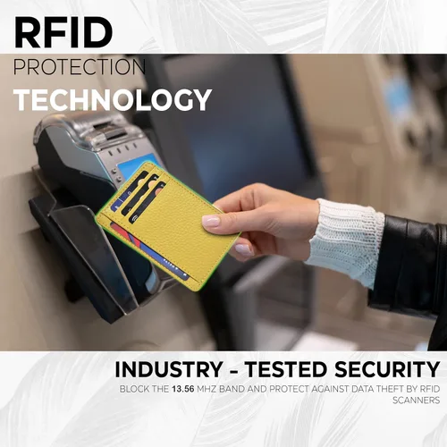 Vista 2 de Carteras de cuero para mujeres RFID bloqueo delgado pequeño diseñador titular de la tarjeta cartera