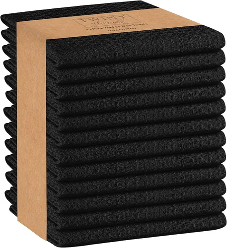 Vista 18 de TWINY - Juego de 6 toallas de cocina, 100% algodón suave, tejido de gofre, paños de cocina y platos con lazo para colgar, reutilizables para Beige