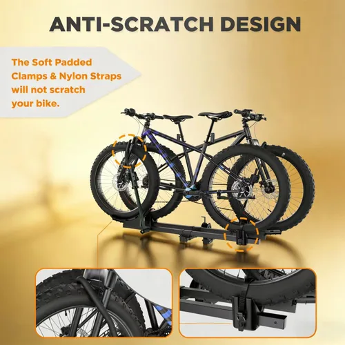 Vista 4 de TANX Portabicicletas para bicicletas eléctricas, soporte de bicicleta de neumático grueso para enganche de remolque de 2 bicicletas, plataforma