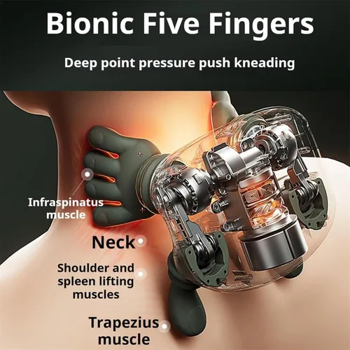 Vista 3 de Masajeador de calor Real Touch, masajeador de cuello y espalda, masajeadores inteligentes de cuello y hombros, 3 modos de velocidad y 2 ajustes