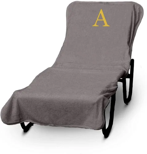 Vista 172 de Funda de lujo para tumbona de piscina con monograma de Hotel y Spa, bordado con letras en bloque - Extra absorbente 100% algodón turco - Rizo suave