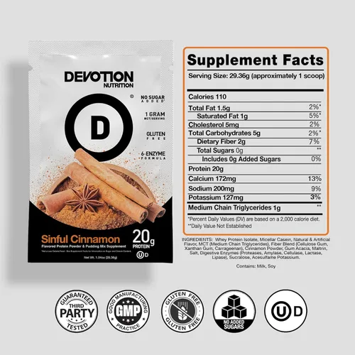 Vista 2 de Devotion Nutrition Mezcla de proteína en polvo, sin gluten, apta para dieta cetogénica, sin azúcares añadidos, 0.04 onzas de MCT 0.71 onzas