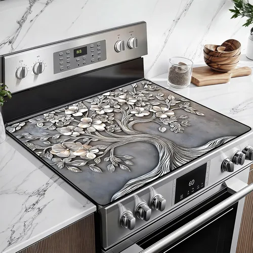 Vista 23 de Cubierta de estufa de vidrio resistente al calor con revestimiento de goma antideslizante – Protector de estufa eléctrica de 28.5x20.5 pulgadas