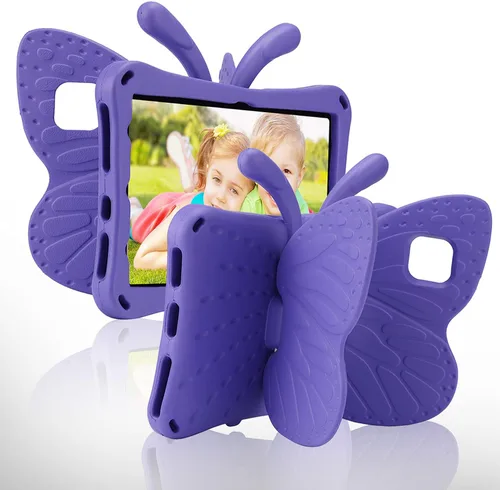 Vista 10 de Funda para iPad Mini 6 5, iPad Mini 6 8.3 con diseño de mariposa y soporte, EVA ligera de cuerpo completo, protector contra caídas, resistente a Azul