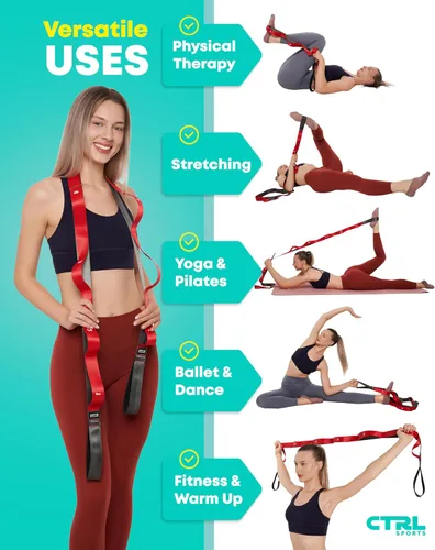 Vista 10 de Stretching Strap with Loops, Non Elastic Stretch Band for Physical Therapy