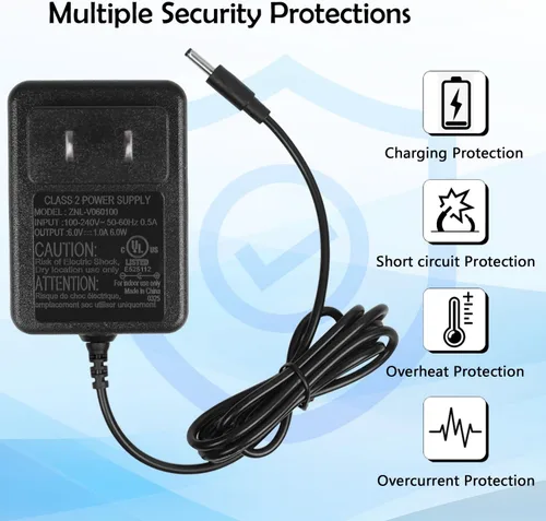 Vista 4 de Cargador de 6 V para juguetes de paseo – Compatible con Kidzone, coches de parachoques, Flybar, la mejor opción de autos, adaptador universal de 6 V