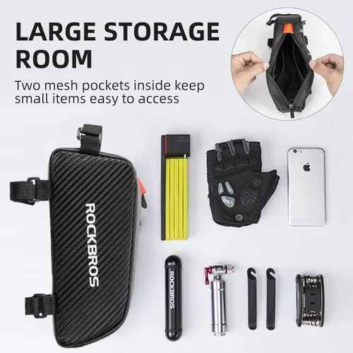 Vista 5 de ROCKBROS Bolsa de Tubo Superior para Bicicleta Bolsa de Marco Frontal para Bicicleta Accesorios para Bicicleta Compatible con iPhone 14/13/12 Pro