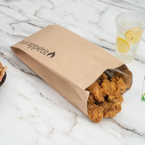 Vista 8 de Restaurantware Bag Tek - Bolsas de papel de aluminio de 6.5 x 4.1 pulgadas, 100 envoltorios para perros calientes de medio galón, papel de estraza