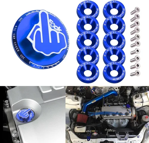 Vista 21 de x xotic tech Tapa de combustible para tanque de llenado de aceite de motor, patrón de dedo medio de aluminio, compatible con Honda y Acura (negro)