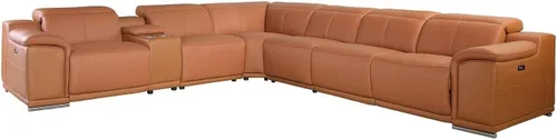 Vista 367 de BlackJack Furniture Venice - Sofá modular de cuero italiano de grano superior de 5 piezas con 3 reclinables eléctricos, reposacabezas ajustable
