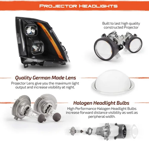 Vista 6 de AKKON - Para 2008-2014 Cadillac CTS Faros LED de proyector doble negro con carcasa Switchback [Modelo halógeno]