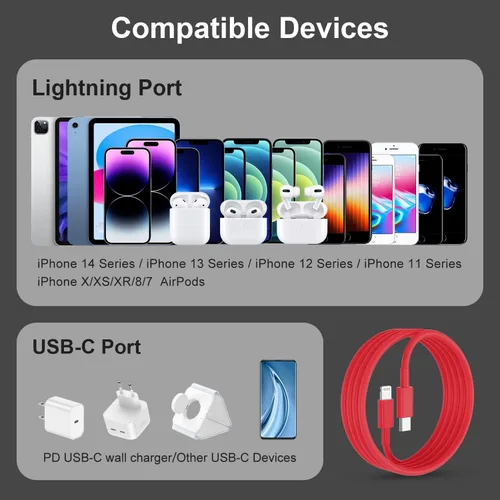 Vista 33 de para iPhone 14 USBC a cable Lightning de 1 m [Certificado Apple MFi] Cargador de iPhone, paquete de 2 cables Lightning, cables de carga rápida