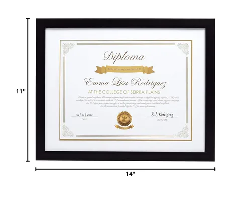 Vista 8 de Kate & Milo Marco de diploma, documento clásico y marco de exhibición del certificado, negro con la estera blanca, ideas del regalo del graduado