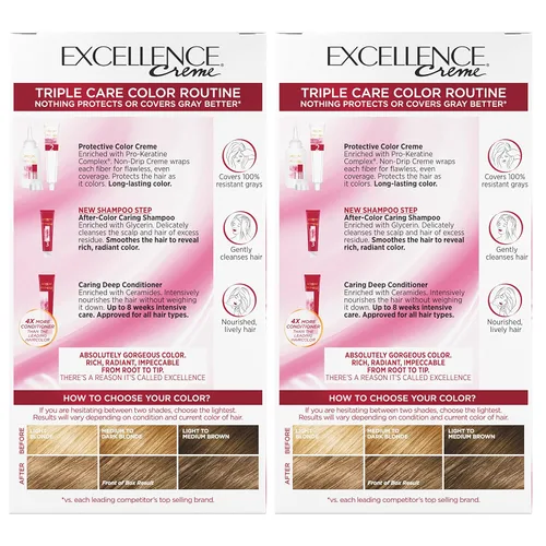 Vista 7 de L'Oreal Paris Excellence Creme - Coloración permanente para el cabello, rubio oscuro 7, 100% de cobertura de canas, paquete de 2unidades